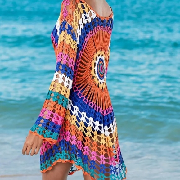 Rainbow color Crochet cover up - Picture 2 of 2